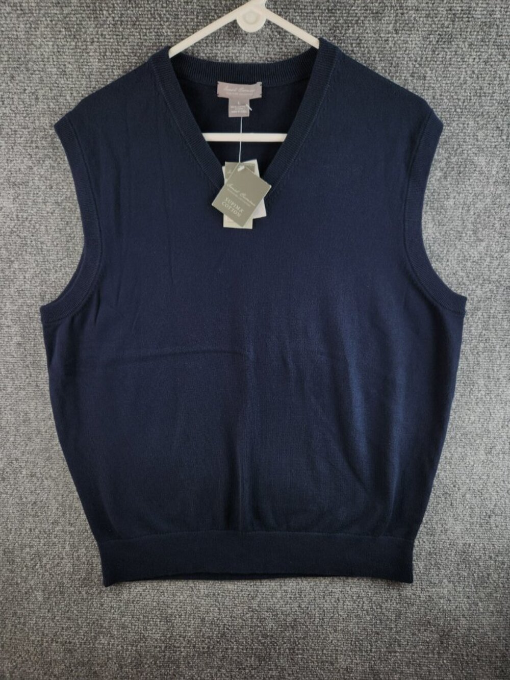 NWT Daniel Cremieux Sweater Vest Supima Cotton Pullover Large Navy Blue Adult